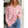 image:imageSidefeel Cardigan for Women Crochet Knit Button See Through Lightweight Long Sleeve Sweater TopsLight Pink