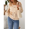 image:imageSidefeel Cardigan for Women Crochet Knit Button See Through Lightweight Long Sleeve Sweater TopsParchment
