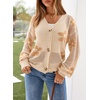 image:imageSidefeel Cardigan for Women Crochet Knit Button See Through Lightweight Long Sleeve Sweater TopsParchment
