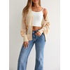 image:imageSidefeel Cardigan for Women Crochet Knit Button See Through Lightweight Long Sleeve Sweater TopsParchment
