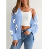 image:imageSidefeel Cardigan for Women Crochet Knit Button See Through Lightweight Long Sleeve Sweater TopsSky Blue