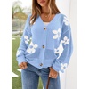 image:imageSidefeel Cardigan for Women Crochet Knit Button See Through Lightweight Long Sleeve Sweater TopsSky Blue