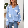 image:imageSidefeel Cardigan for Women Crochet Knit Button See Through Lightweight Long Sleeve Sweater TopsSky Blue