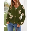 image:imageSidefeel Cardigan for Women Crochet Knit Button See Through Lightweight Long Sleeve Sweater TopsVineyard Green