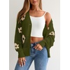 image:imageSidefeel Cardigan for Women Crochet Knit Button See Through Lightweight Long Sleeve Sweater TopsVineyard Green