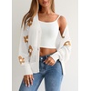 image:imageSidefeel Cardigan for Women Crochet Knit Button See Through Lightweight Long Sleeve Sweater TopsWhite