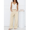 image:imageSidefeel Corduroy Pants Women Wide Leg High Waisted Elastic Drawstring Loose Baggy Fall Winter Casual PantsApricot