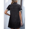 image:imageSidefeel Denim Dress for Women Casual Short Sleeve Collared Button Down Jean Dress Trendy A Line Summer Shirt DressBlack