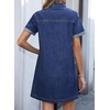 image:imageSidefeel Denim Dress for Women Casual Short Sleeve Collared Button Down Jean Dress Trendy A Line Summer Shirt DressBlue
