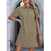image:imageSidefeel Denim Dress for Women Casual Short Sleeve Collared Button Down Jean Dress Trendy A Line Summer Shirt DressGreen