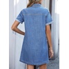 image:imageSidefeel Denim Dress for Women Casual Short Sleeve Collared Button Down Jean Dress Trendy A Line Summer Shirt DressLight Blue