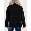 image:imageSidefeel Denim Jacket for Women Long Sleeve Leather Neck Button Down Jean Jacket with Three Big PocketsBlack