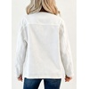 image:imageSidefeel Denim Jacket for Women Long Sleeve Leather Neck Button Down Jean Jacket with Three Big PocketsWhite