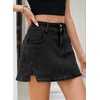 image:imageSidefeel Jean Skorts for Woman High Waisted Casual Stretchy Jean Skirt Side Slit Mini Denim Skirt with PocketsBlack