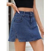 image:imageSidefeel Jean Skorts for Woman High Waisted Casual Stretchy Jean Skirt Side Slit Mini Denim Skirt with PocketsBlue