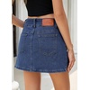 image:imageSidefeel Jean Skorts for Woman High Waisted Casual Stretchy Jean Skirt Side Slit Mini Denim Skirt with PocketsBlue