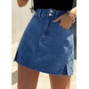 image:imageSidefeel Jean Skorts for Woman High Waisted Casual Stretchy Jean Skirt Side Slit Mini Denim Skirt with PocketsDeep Blue