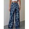 image:imageSidefeel Jeans for Women Wide Leg High Waist Baggy Boyfriends Straight Leg Stretchy Floral Print Denim PantsBig Floral Blue