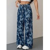 image:imageSidefeel Jeans for Women Wide Leg High Waist Baggy Boyfriends Straight Leg Stretchy Floral Print Denim PantsBig Floral Blue