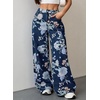 image:imageSidefeel Jeans for Women Wide Leg High Waist Baggy Boyfriends Straight Leg Stretchy Floral Print Denim PantsFloral Blue