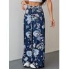 image:imageSidefeel Jeans for Women Wide Leg High Waist Baggy Boyfriends Straight Leg Stretchy Floral Print Denim PantsFloral Blue