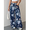image:imageSidefeel Jeans for Women Wide Leg High Waist Baggy Boyfriends Straight Leg Stretchy Floral Print Denim PantsFloral Blue
