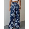 image:imageSidefeel Jeans for Women Wide Leg High Waist Baggy Boyfriends Straight Leg Stretchy Floral Print Denim PantsFloral Blue