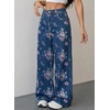 image:imageSidefeel Jeans for Women Wide Leg High Waist Baggy Boyfriends Straight Leg Stretchy Floral Print Denim PantsSmall Floral Blue