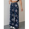image:imageSidefeel Jeans for Women Wide Leg High Waist Baggy Boyfriends Straight Leg Stretchy Floral Print Denim PantsSmall Floral Dark Blue