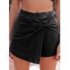 image:imageSidefeel Skorts Skirts for Women Casual Summer Bowknot High Waisted Jean Shorts Stretchy Denim Mini Skirt NO PocketBlack