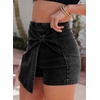 image:imageSidefeel Skorts Skirts for Women Casual Summer Bowknot High Waisted Jean Shorts Stretchy Denim Mini Skirt NO PocketBlack