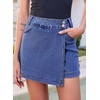 image:imageSidefeel Skorts for Woman Casual High Waisted Stretchy Jean Shorts Trendy Asymmetrical Summer Denim Mini Skirts with PocketsBlue