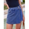 image:imageSidefeel Skorts for Woman Casual High Waisted Stretchy Jean Shorts Trendy Asymmetrical Summer Denim Mini Skirts with PocketsBlue