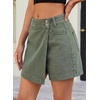 image:imageSidefeel Skorts for Woman Casual High Waisted Stretchy Jean Shorts Trendy Asymmetrical Summer Denim Mini Skirts with PocketsGreen