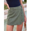 image:imageSidefeel Skorts for Woman Casual High Waisted Stretchy Jean Shorts Trendy Asymmetrical Summer Denim Mini Skirts with PocketsGreen