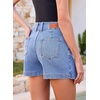 image:imageSidefeel Skorts for Woman Casual High Waisted Stretchy Jean Shorts Trendy Asymmetrical Summer Denim Mini Skirts with PocketsIceland Blue