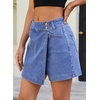 image:imageSidefeel Skorts for Woman Casual High Waisted Stretchy Jean Shorts Trendy Asymmetrical Summer Denim Mini Skirts with PocketsLight Blue
