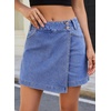 image:imageSidefeel Skorts for Woman Casual High Waisted Stretchy Jean Shorts Trendy Asymmetrical Summer Denim Mini Skirts with PocketsLight Blue