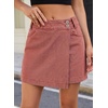 image:imageSidefeel Skorts for Woman Casual High Waisted Stretchy Jean Shorts Trendy Asymmetrical Summer Denim Mini Skirts with PocketsMineral Red