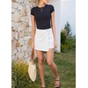 image:imageSidefeel Skorts for Woman Casual High Waisted Stretchy Jean Shorts Trendy Asymmetrical Summer Denim Mini Skirts with PocketsWhite