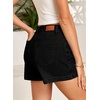 image:imageSidefeel Skorts for Woman High Waisted Jean Skort Wrap Stretchy Asymmetrical Skorts Casual Denim ShortsBlack