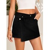 image:imageSidefeel Skorts for Woman High Waisted Jean Skort Wrap Stretchy Asymmetrical Skorts Casual Denim ShortsBlack