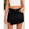 image:imageSidefeel Skorts for Woman High Waisted Jean Skort Wrap Stretchy Asymmetrical Skorts Casual Denim ShortsBlack