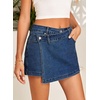 image:imageSidefeel Skorts for Woman High Waisted Jean Skort Wrap Stretchy Asymmetrical Skorts Casual Denim ShortsBluing