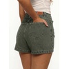 image:imageSidefeel Skorts for Woman High Waisted Jean Skort Wrap Stretchy Asymmetrical Skorts Casual Denim ShortsGreen