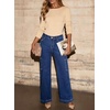 image:imageSidefeel Straight Leg Jeans for Women High Waisted Baggy Pants Loose Stretchy Wide Leg Cargo JeansBluing