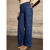 image:imageSidefeel Straight Leg Jeans for Women High Waisted Baggy Pants Loose Stretchy Wide Leg Cargo JeansBluing