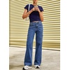 image:imageSidefeel Straight Leg Jeans for Women High Waisted Baggy Pants Loose Stretchy Wide Leg Cargo JeansDark Blue