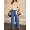 image:imageSidefeel Straight Leg Jeans for Women High Waisted Baggy Pants Loose Stretchy Wide Leg Cargo JeansLight Blue