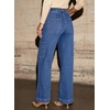 image:imageSidefeel Straight Leg Jeans for Women High Waisted Baggy Pants Loose Stretchy Wide Leg Cargo JeansLight Blue